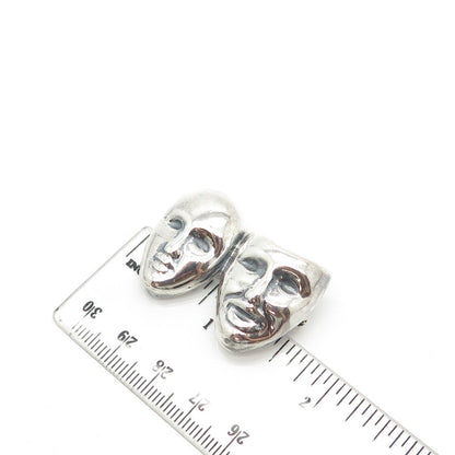925 Sterling Silver Vintage Mexico Sock & Buskin Tragedy Comedy Masks Pin Brooch