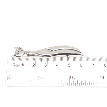 Beaucraft 925 Sterling Silver Vintage Modernist Cat Oxidized Pin Brooch