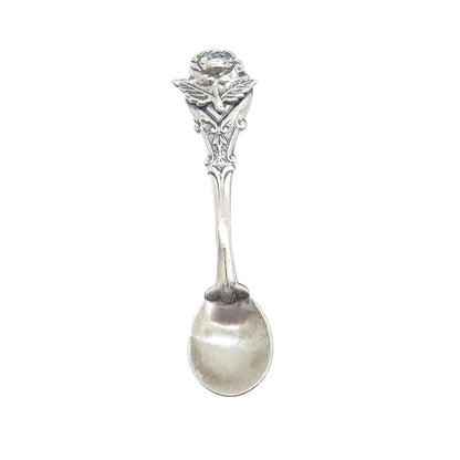 JEWELART 925 Sterling Silver Antique Art Deco Rose Flower Spoon Pin Brooch