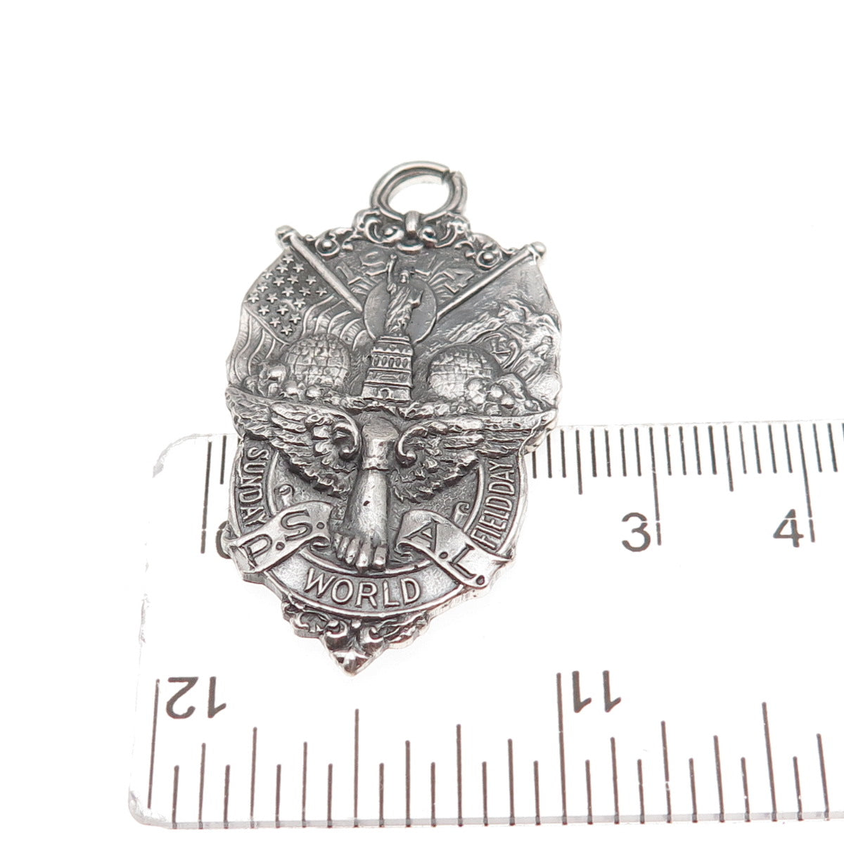Dieges & Clust 925 Sterling Silver Antique 1914 Sunday World NYC Charm Pendant