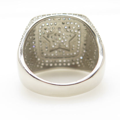 925 Sterling Silver Pave C Z Star Accent Domed Ring Size 8.5