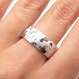 NEOS 925 Sterling Silver Textured Puzzle Band Ring Size 8.25