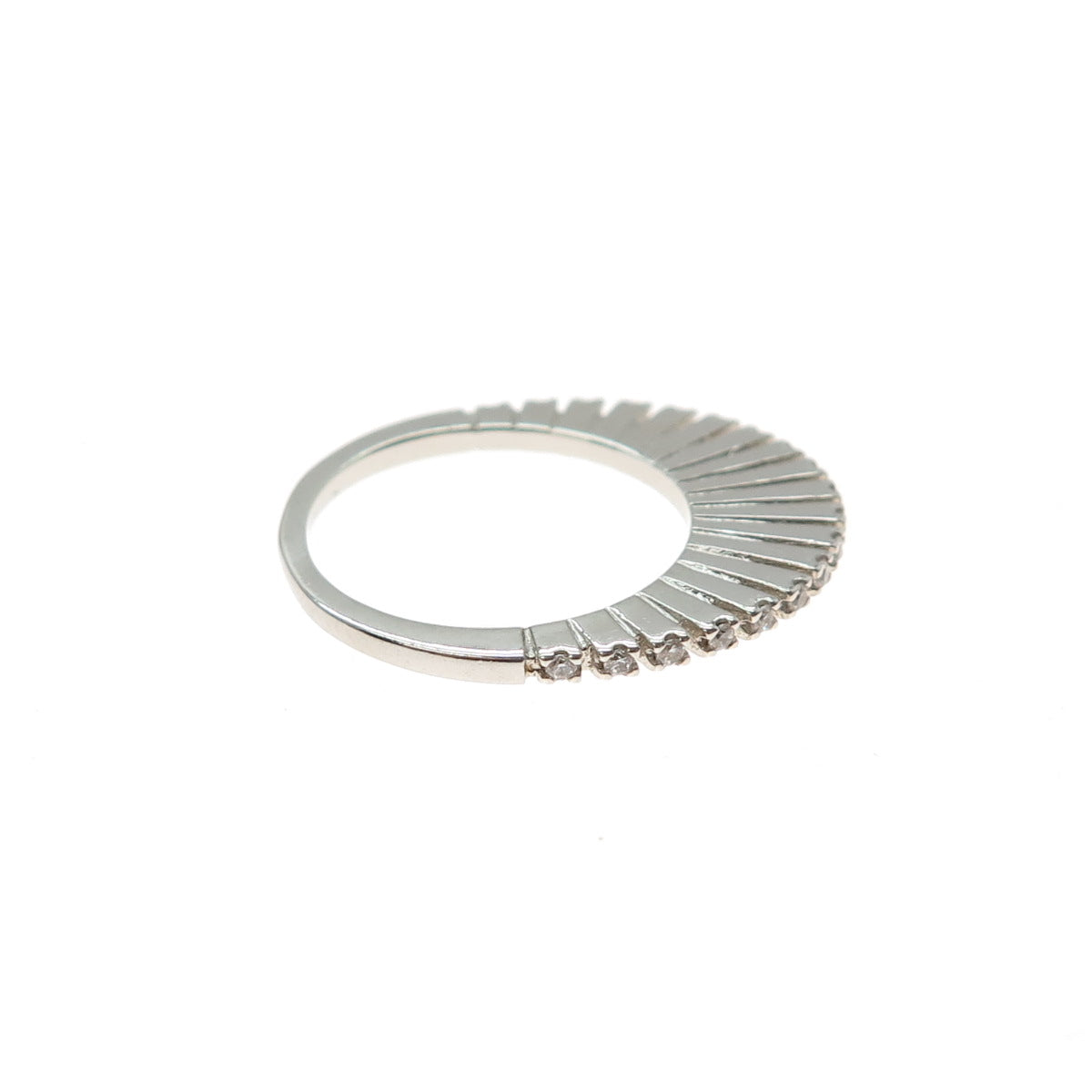 925 Sterling Silver Round-Cut C Z Stackable Eternity Ring Size 5