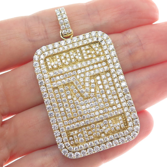 925 Sterling Silver Gold Plated Round-Cut Shaped C Z Money Team Sparkle Pendant