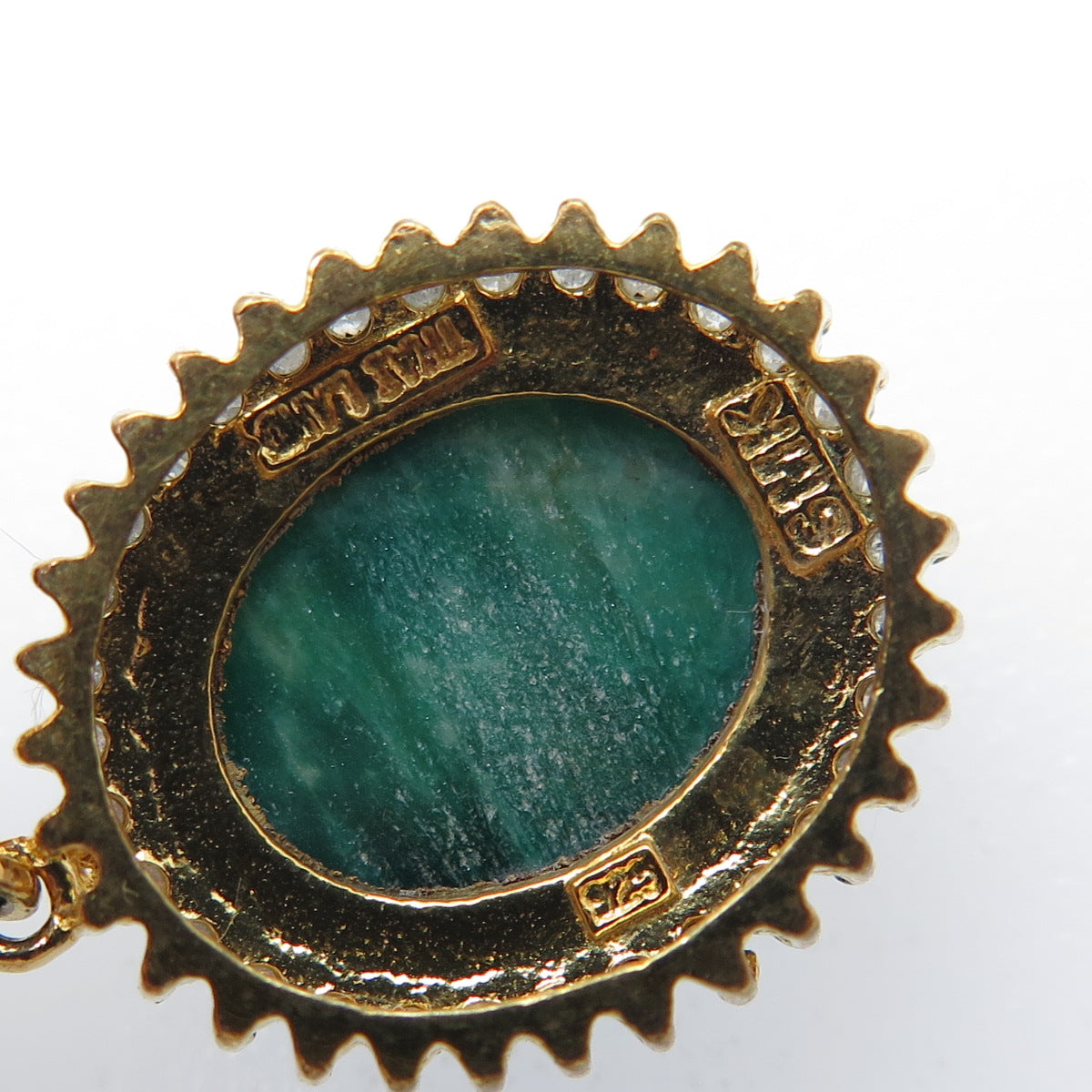 925 Sterling Silver Gold Plated Real Diamond & Emerald Dangle Earrings