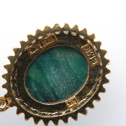 925 Sterling Silver Gold Plated Real Diamond & Emerald Dangle Earrings