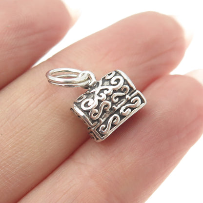 SUNWEST 925 Sterling Silver Vintage Treasure Chest Minimalist Charm Pendant