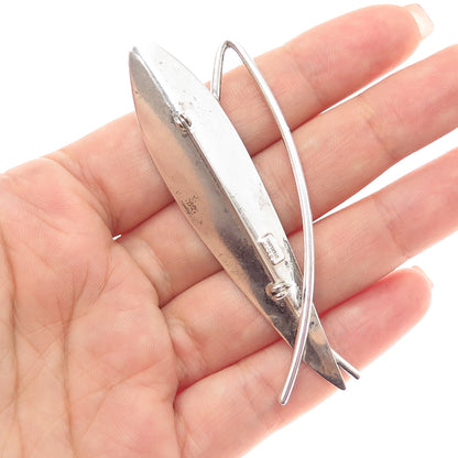 BEAU 925 Sterling Silver Vintage Modernist Floral Pin Brooch
