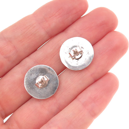 Old Pawn 925 Sterling Silver Vintage Southwestern Concho Tribal Stud Earrings