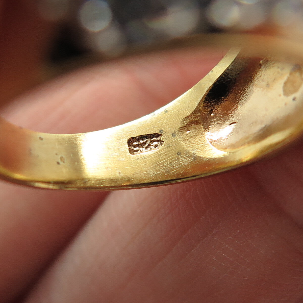 925 Sterling Silver Gold Plated Round-Cut C Z Ring Size 6.5