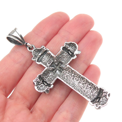 925 Sterling Silver Vintage Crucifix Cross Oxidized Pendant