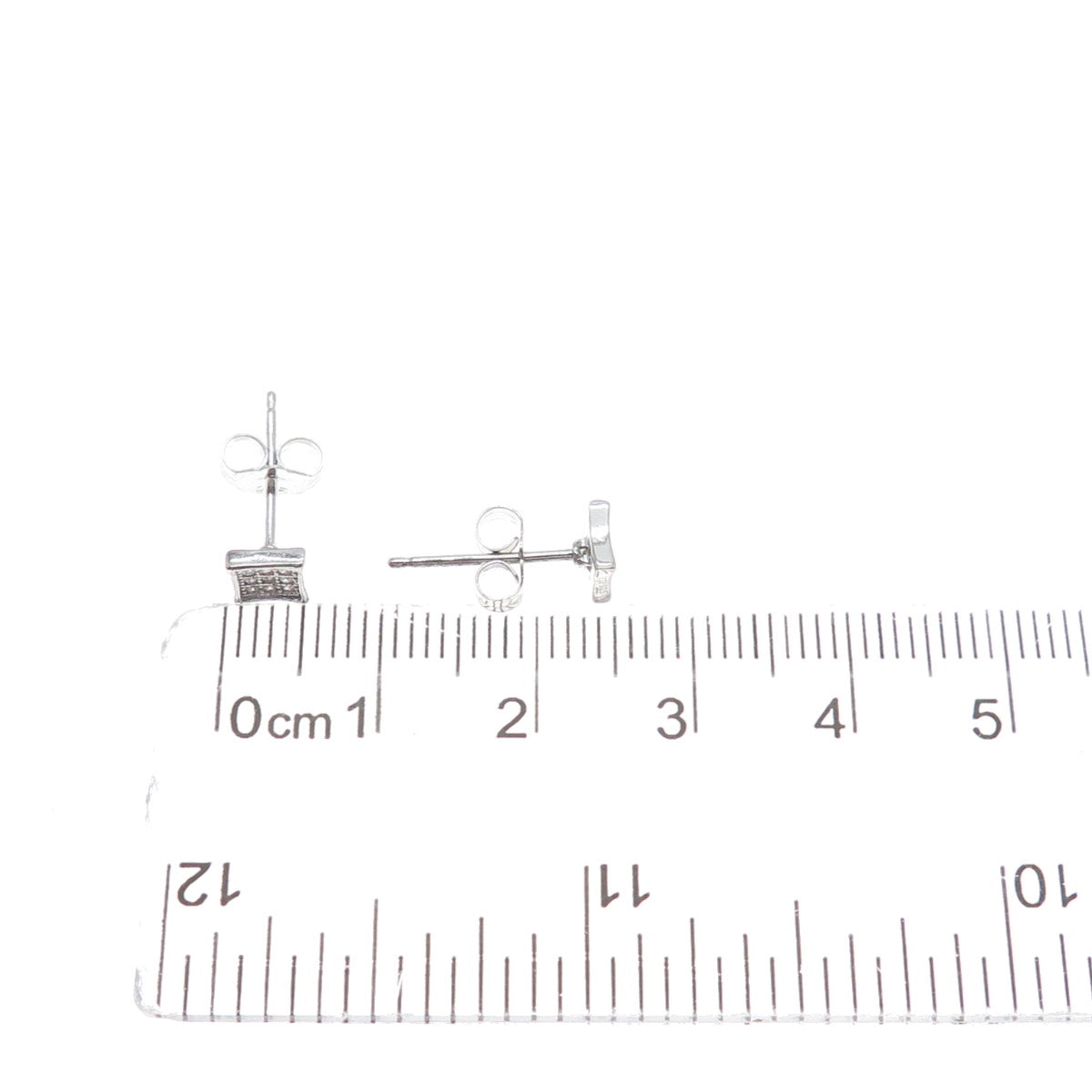 925 Sterling Silver Round-Cut C Z Princess Square Stud Earrings