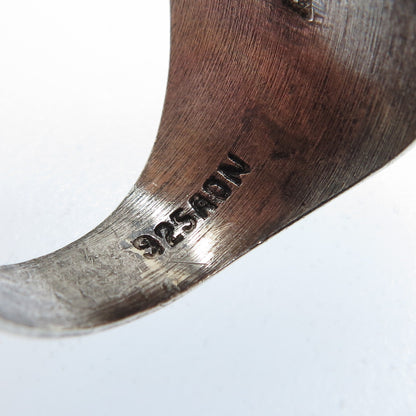 925 Sterling Silver Vintage Real Turquoise Inlay Footprint Ring Size 9.75