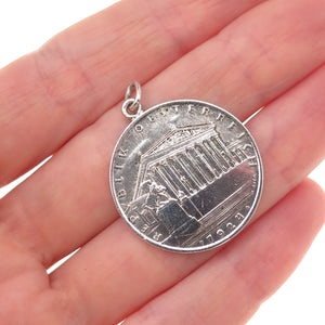 800 Silver Antique 1924 Austrian 1 Schilling Engraved Coin Pendant