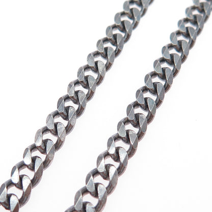 925 Sterling Silver Vintage Italy Oxidized Cuban Chain Necklace 24"