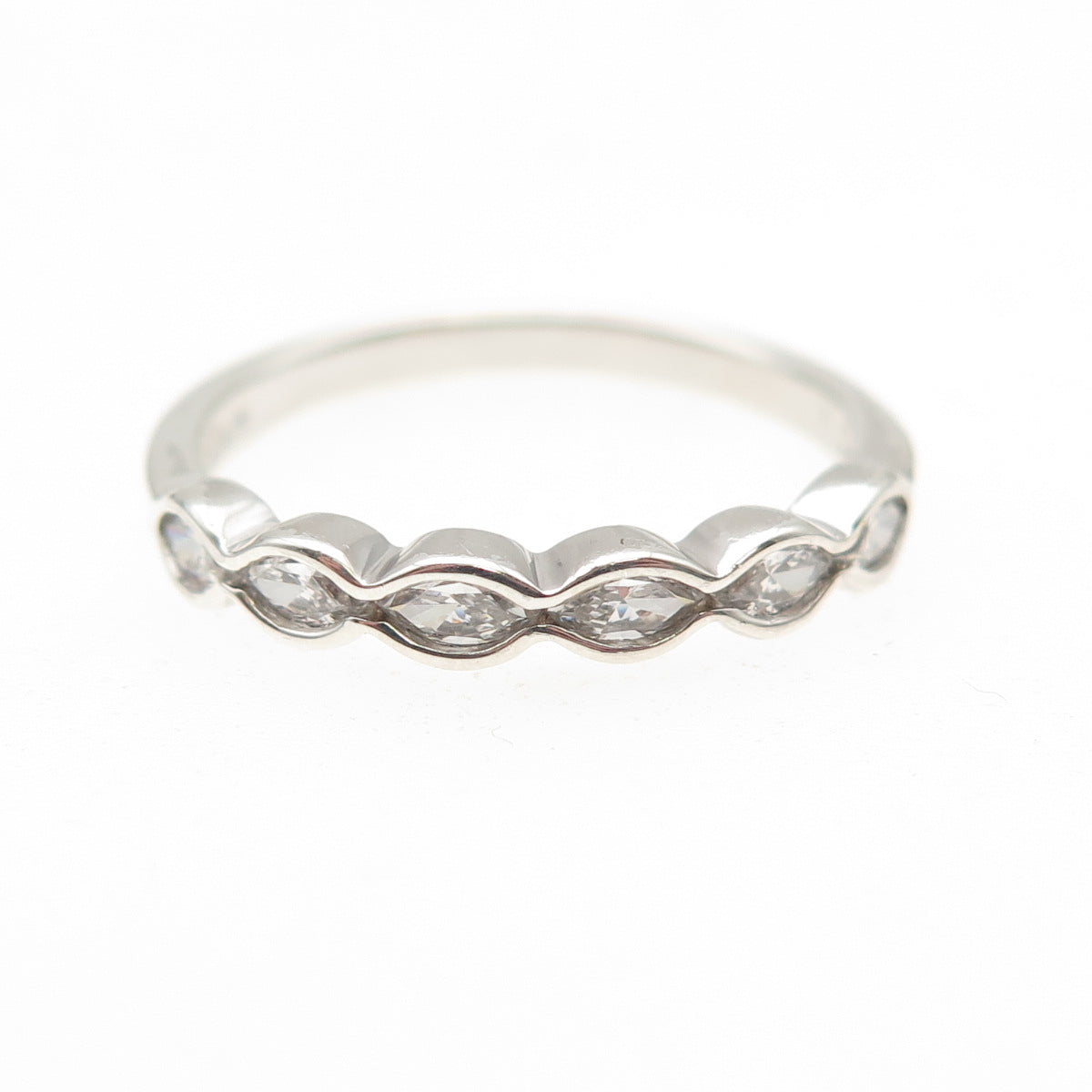 925 Sterling Silver Round-Cut C Z Half Eternity Band Ring Size 8