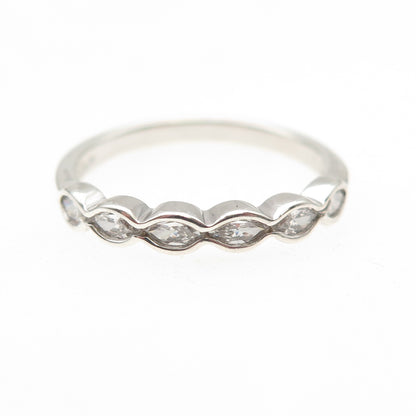 925 Sterling Silver Round-Cut C Z Half Eternity Band Ring Size 8