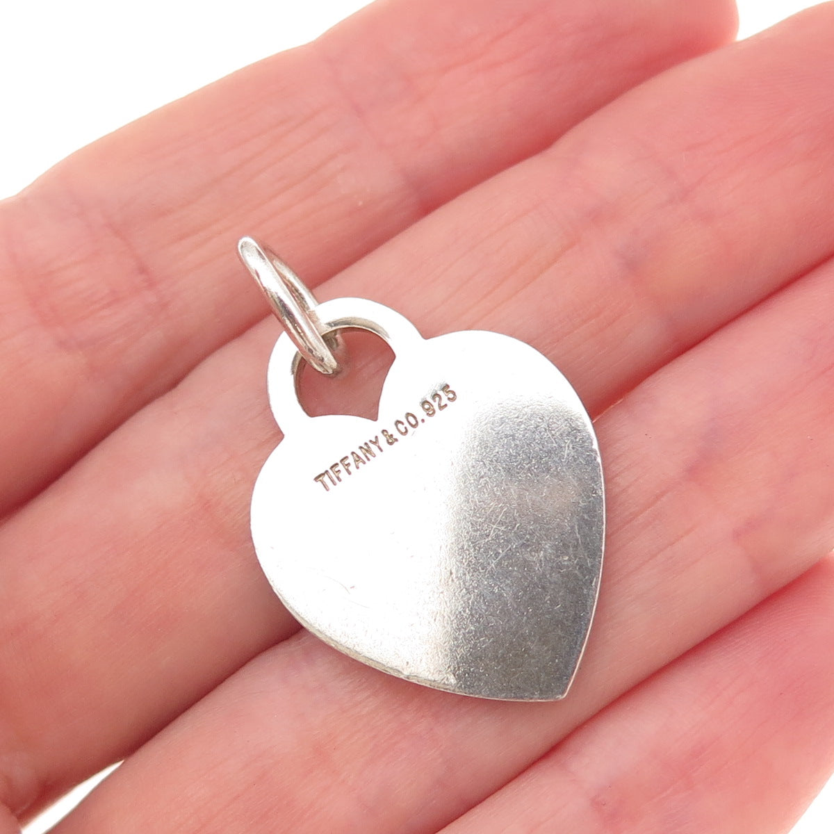 Tiffany & Co. 925 Sterling Silver Vintage Heart Tag Charm Pendant