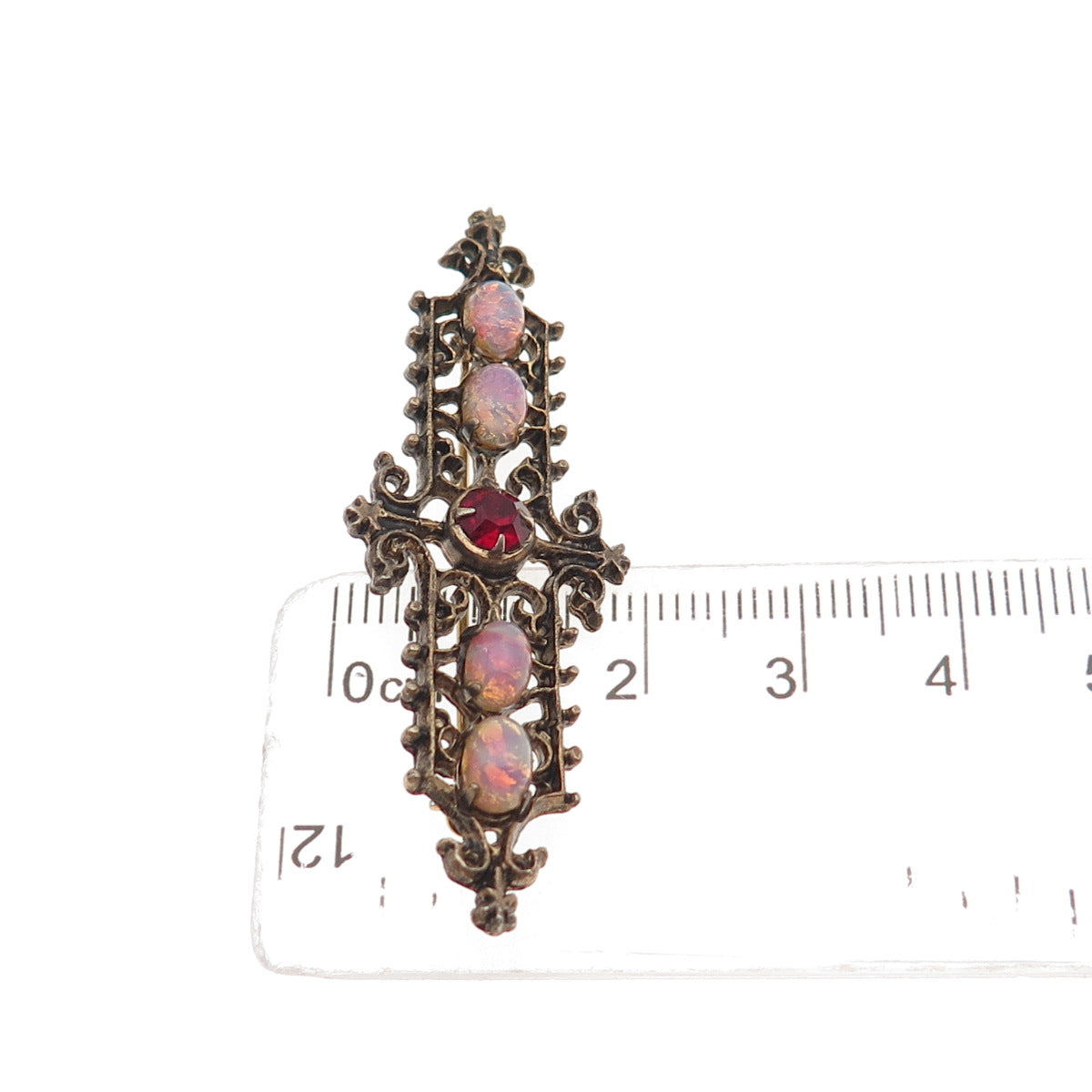 Sarah Coventry Sterling Gold Plated Vintage Dragon Breath Opal Rhinestone Brooch