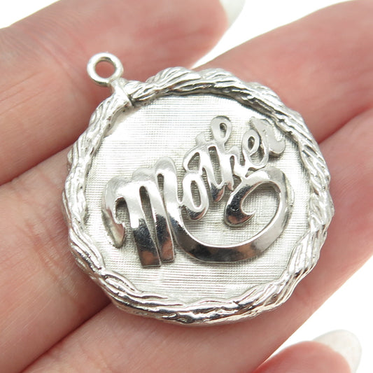 925 Sterling Silver Antique Art Deco "Mother" Textured Pendant