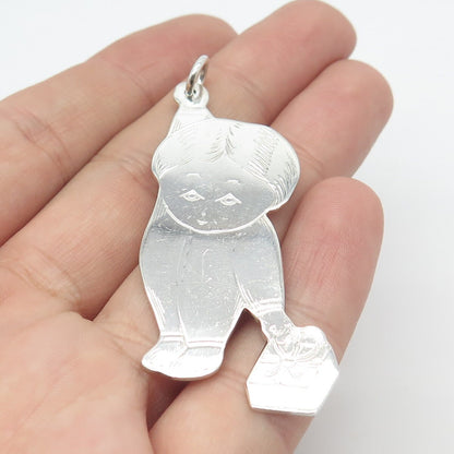 925 Sterling Silver Vintage Lunt Boy w/ Gift Box Pendant