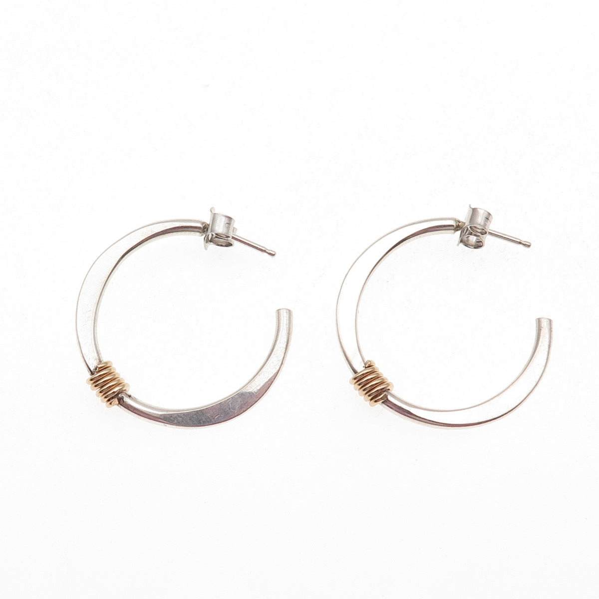 925 Sterling Silver Gold Filled Vintage Hoop Earrings