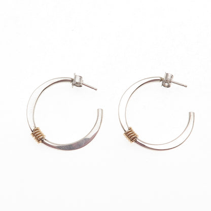 925 Sterling Silver Gold Filled Vintage Hoop Earrings
