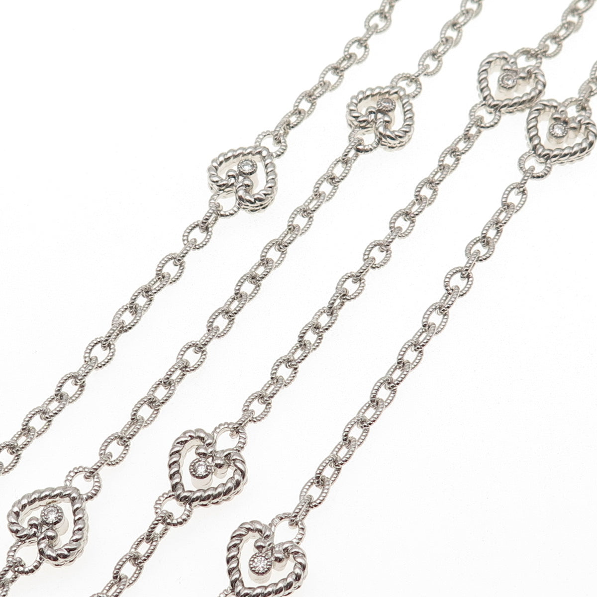 JUDITH RIPKA 925 Sterling Silver C Z Heart By The Yard Cable Chain Necklace 36"