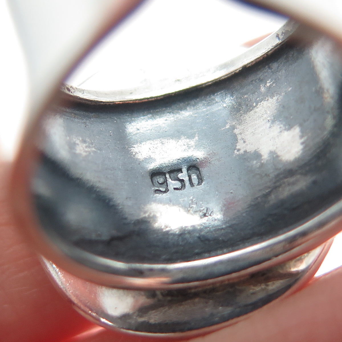 950 Silver Vintage Flower Oxidized Adjustable Ring Size 7