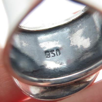 950 Silver Vintage Flower Oxidized Adjustable Ring Size 7