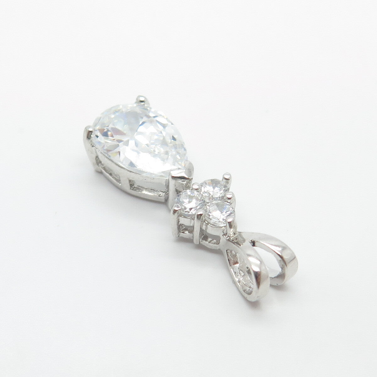 925 Sterling Silver C Z Teardrop Slide Pendant