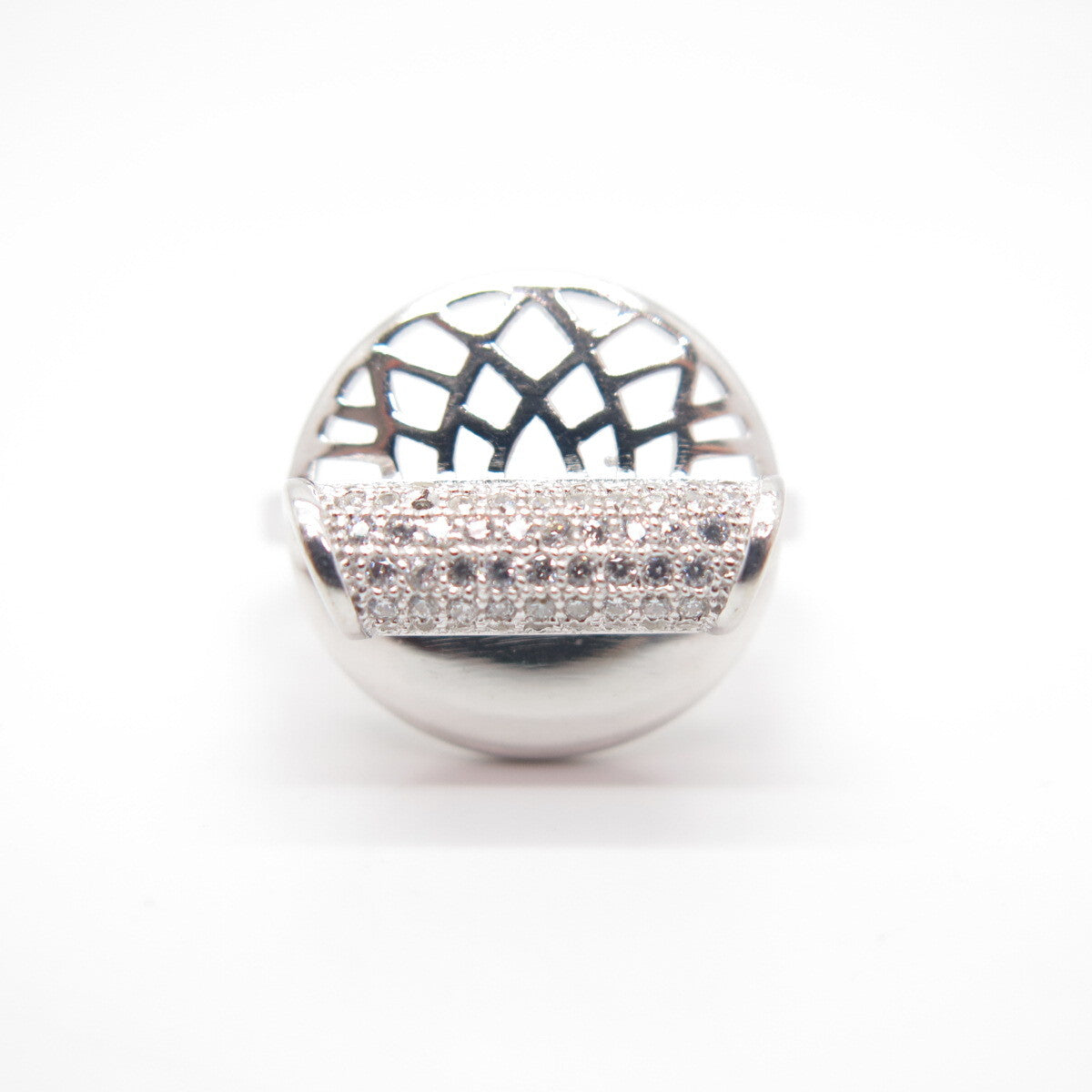 925 Sterling Silver C Z Modernist Ring Size 6.75