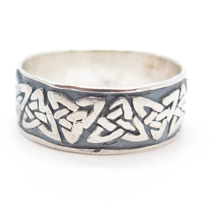 925 Sterling Silver Vintage Triquetra Celtic Band Ring Size 13.75