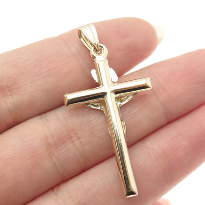 14K Yellow & White Gold Crucifix Cross Religious Charm Pendant