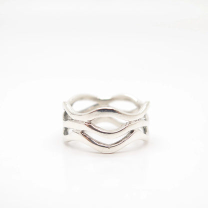 925 Sterling Silver Vintage Wavy Band Ring Size 6 1/4