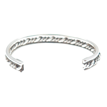 925 Sterling Silver Vintage Twisted Rope Oxidized Adjustable Cuff Bracelet 4.75"