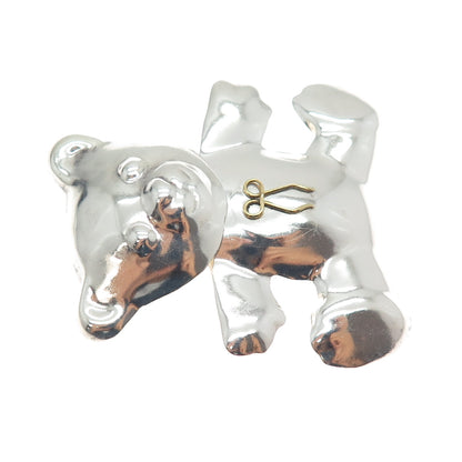 925 Sterling Silver 2-Tone Vintage Mexico Teddy Bear Pin Brooch