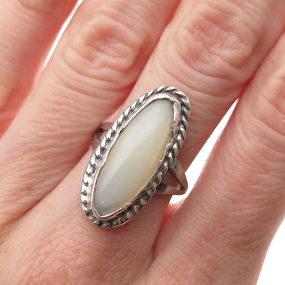 Old Pawn 925 Sterling Silver Vintage Southwestern MOP Tribal Ring Size 6.5