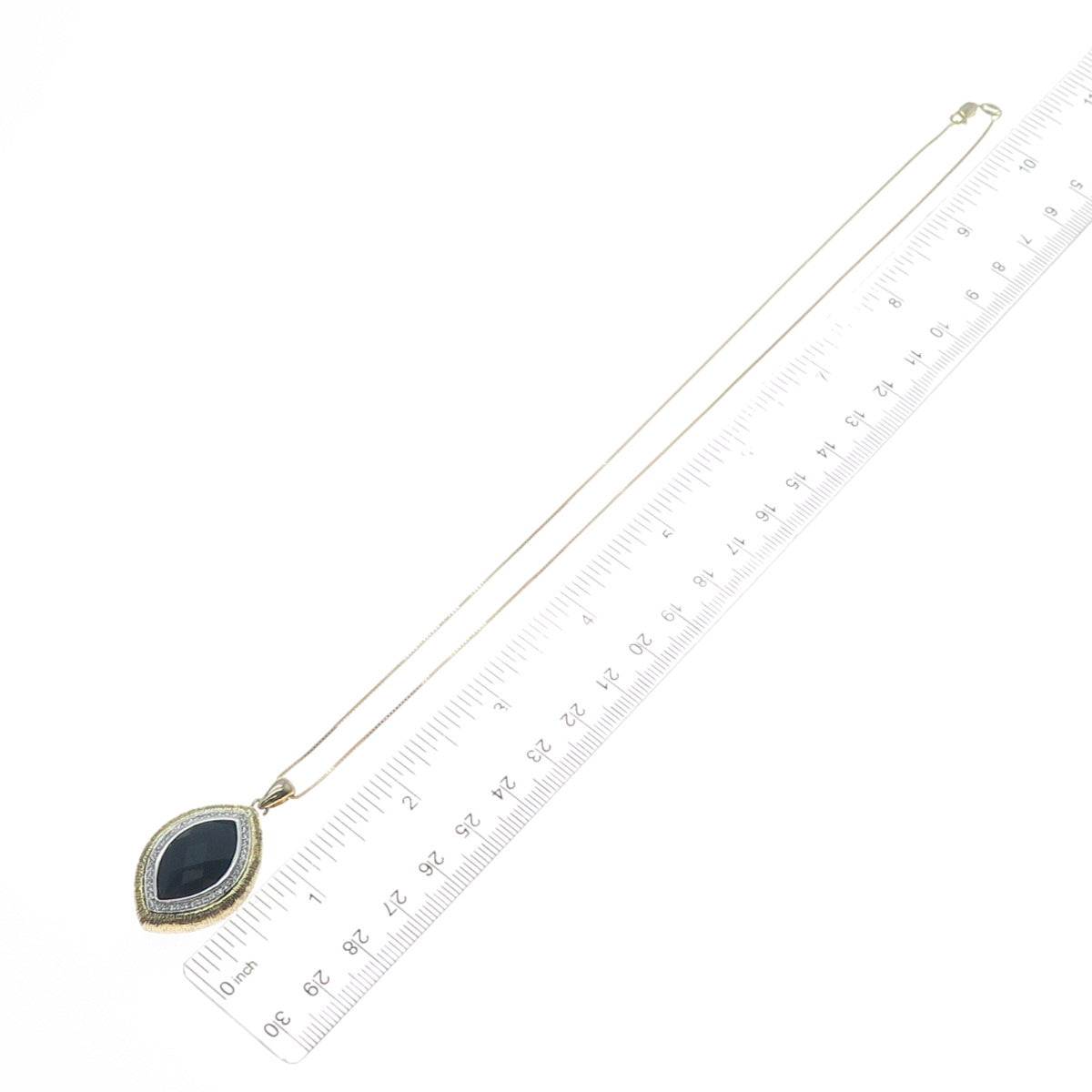 925 Sterling Silver Gold Plated Real Black Spinel & C Z Box Chain Necklace 18"