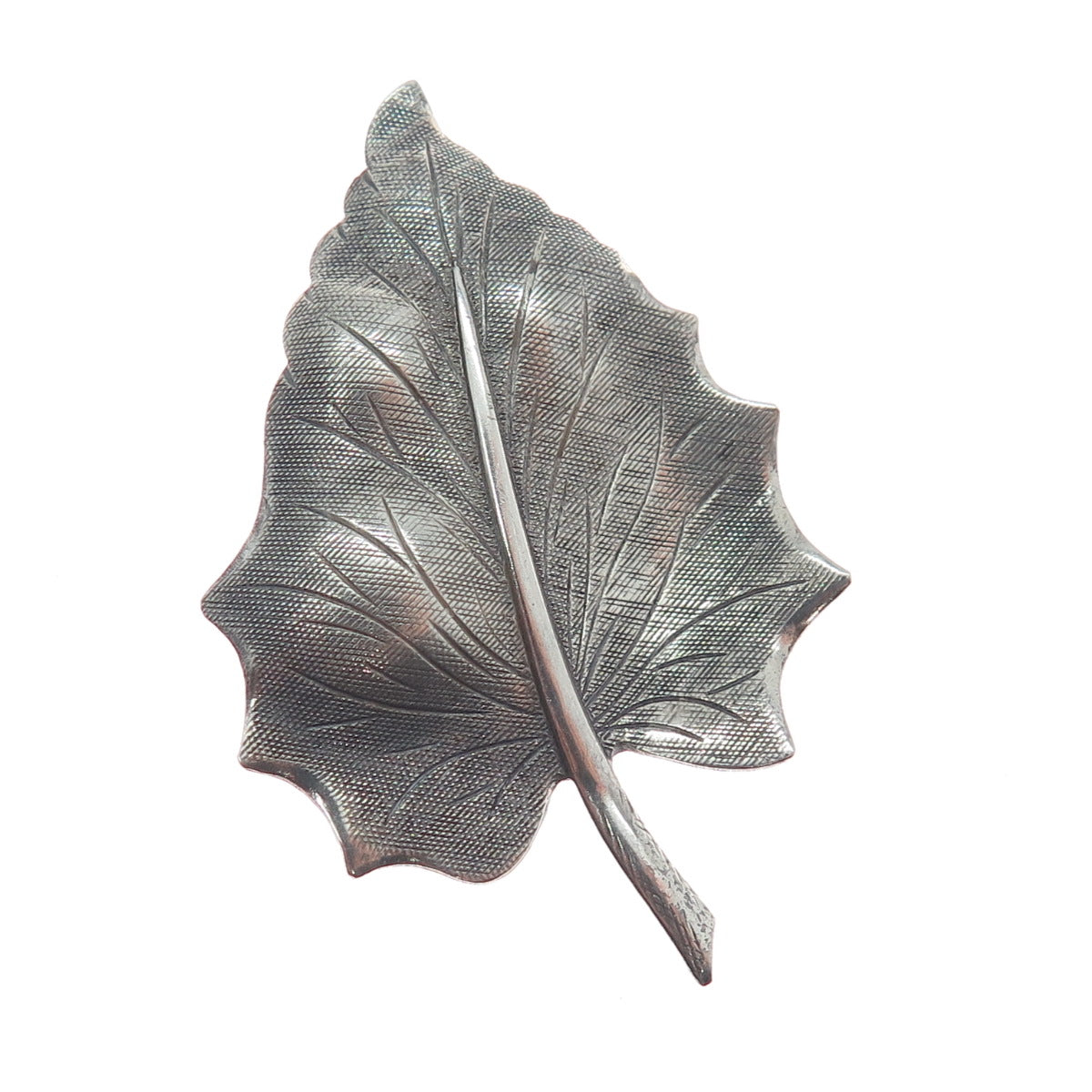 BEAU 925 Sterling Silver Vintage Oak Leaf Oxidized Pin Brooch