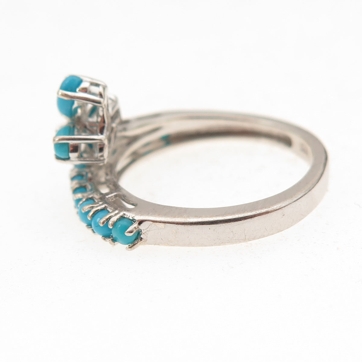 Chuck Clemency 925 Sterling Real Sleeping Beauty Turquoise Floral Ring Size 6.25