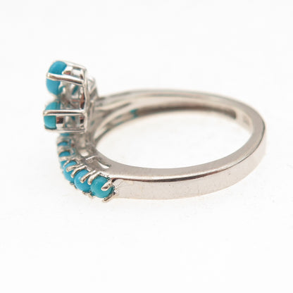 Chuck Clemency 925 Sterling Real Sleeping Beauty Turquoise Floral Ring Size 6.25