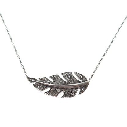 ZOE CHICCO Sterling Silver Real Champagne Diamond Feather Chain Necklace 16-18"