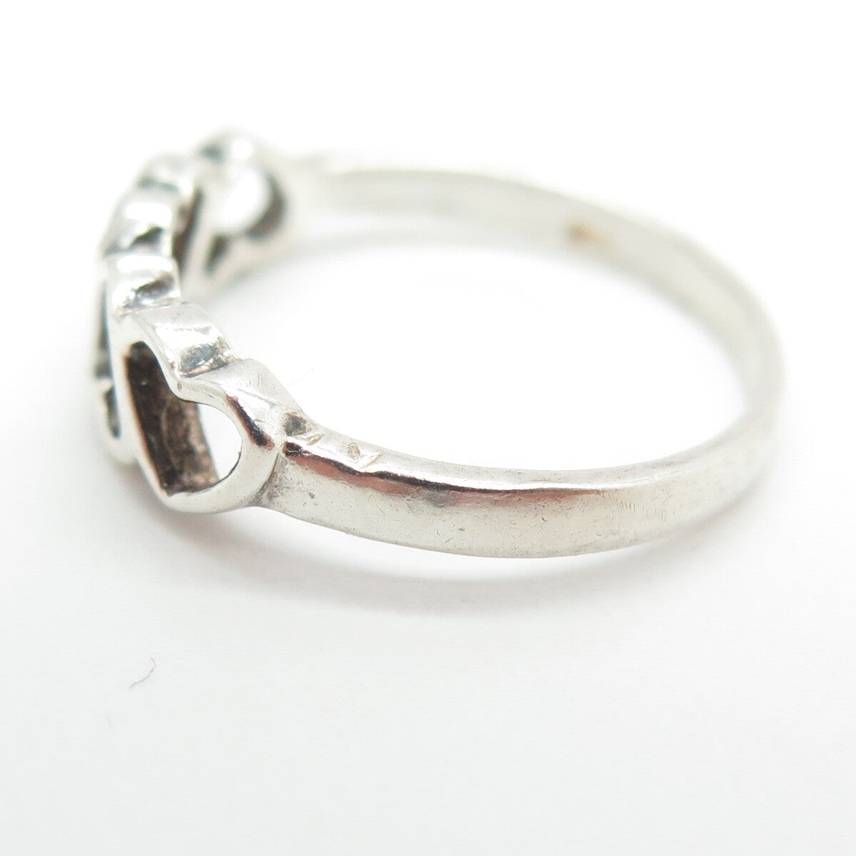 925 Sterling Silver Vintage Open Heart Ring Size 5.75
