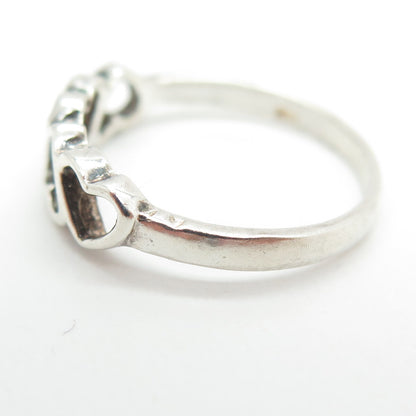 925 Sterling Silver Vintage Open Heart Ring Size 5.75