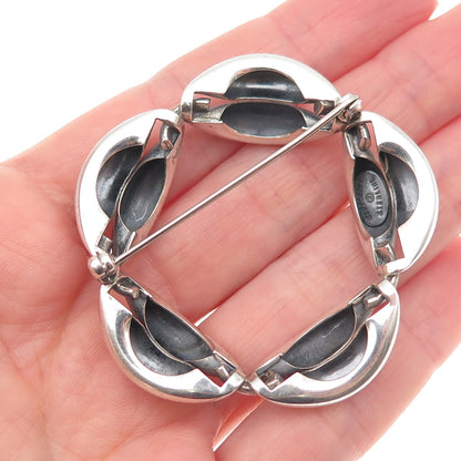 Danecraft 925 Sterling Silver Vintage Modernist Circle Oxidized Pin Brooch