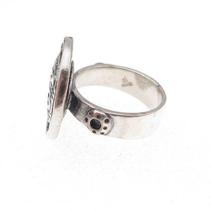 Silpada 925 Sterling Silver Vintage Aztec Disc Oxidized Ring Size 6
