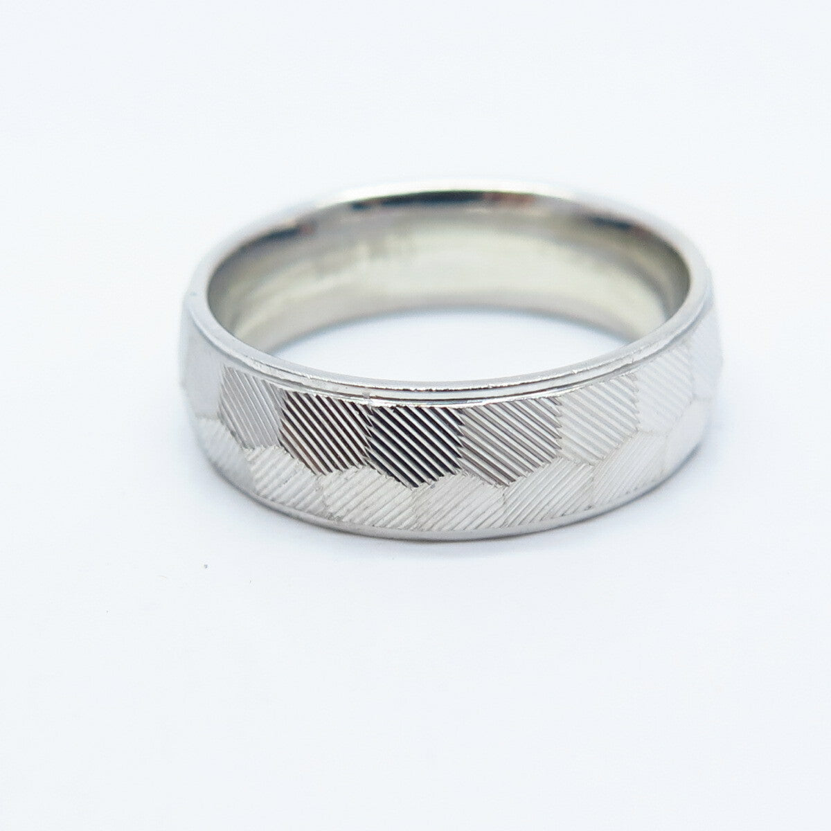 925 Sterling Silver Striped Band Ring Size 6.75