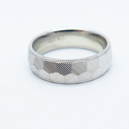 925 Sterling Silver Striped Band Ring Size 6.75