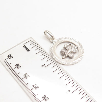 925 Sterling Silver Vintage Cancer Zodiac Sign Pendant
